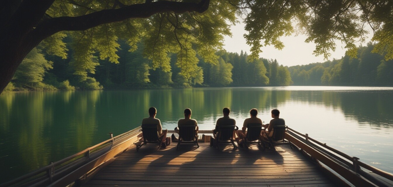 Riders relaxing on a deck tube