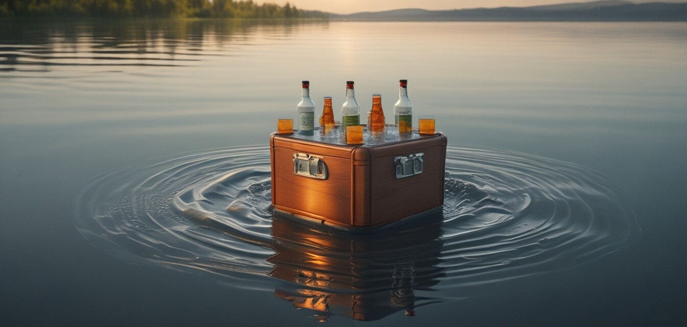 Floating cooler at lake