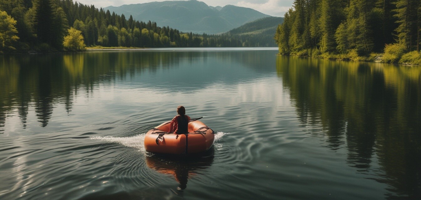 Inflatable towable tube on a lake