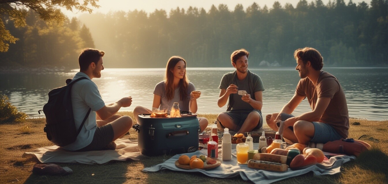 Lake picnic scene